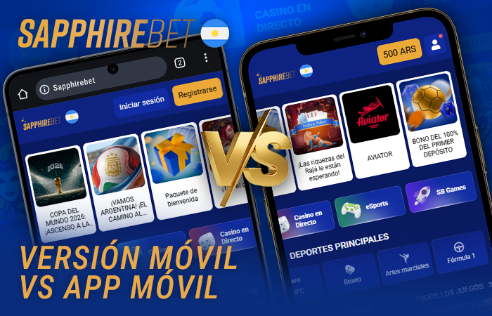 ¿Cuál es la diferencia entre la aplicación móvil de Sapphirebet y la versión móvil de Sapphirebet?