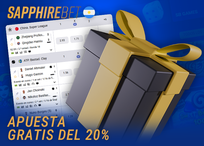 Oferta de apuesta gratuita del 20% en Sapphirebet