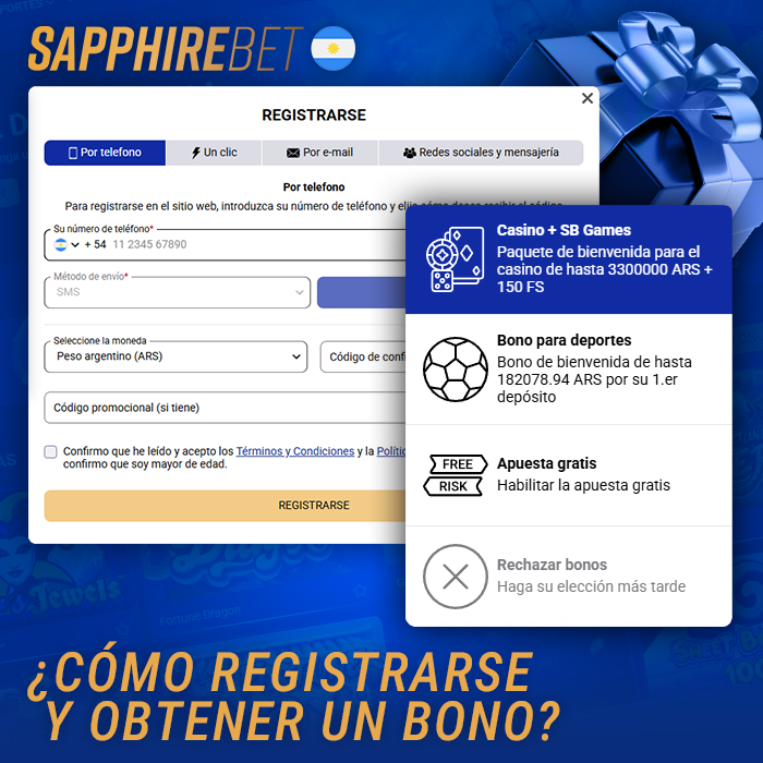 Proceso de registro en Sapphirebet para recibir la bonificación
