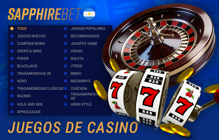Gran selección de juegos de casino en Sapphirebet