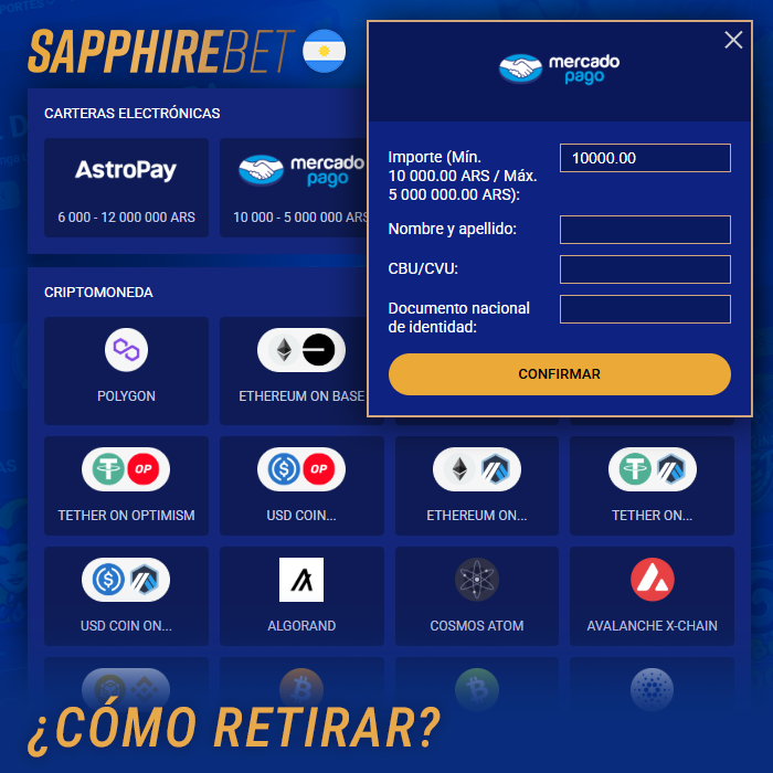 Cómo retirar el primer dinero en Sapphirebet Argentina